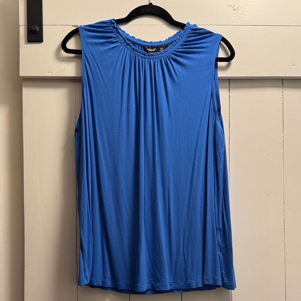 Simply Vera Wang Royal Blue Tank Top Shell XXL Ruffle Neck